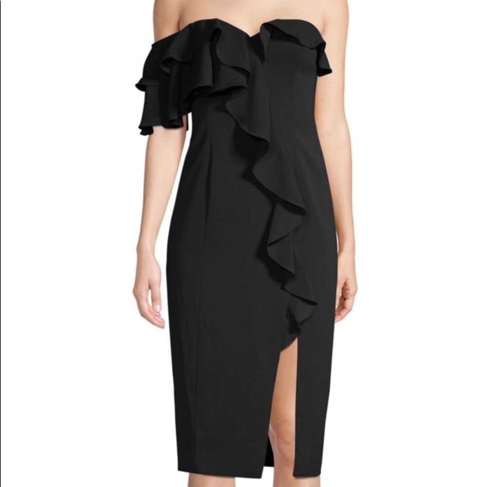NWT Jay Godfrey Ruffled Sheath Dress Black